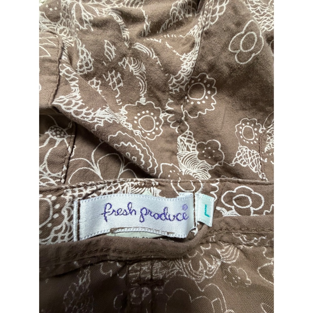 Fresh Produce Brown Floral Print Bermuda Shorts vintage Casual 90's Beachy euro - Picture 2 of 8